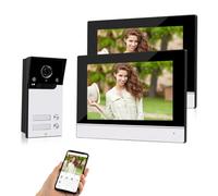 OBO HANDS Videocitofono 4 Fili con 2 Monitor e Pulsantiera a 2 Tasti | Telecamera AHD 2 MP, visione notturna 3 m, memoria locale e controllo tramite app TUYA su WiFi 2,4 GHz