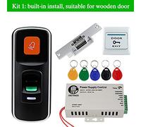 OBO RFID Controllo Accessi porte Kit System Set 125KHz biometrica + elettrico magnetici serrature elettroniche + DC12V. Alimentazione elettrica,Modalità di potenza flessibili(Kit1)