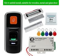 OBO RFID Controllo Accessi porte Kit System Set 125KHz biometrica + elettrico magnetici serrature elettroniche + DC12V. Alimentazione elettrica,Modalità di potenza flessibili(Kit4)