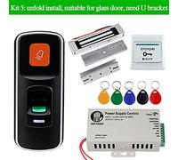 OBO RFID Controllo Accessi porte Kit System Set 125KHz biometrica + elettrico magnetici serrature elettroniche + DC12V. Alimentazione elettrica,Modalità di potenza flessibili(Kit5)
