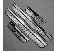 OBONG 4 Pezzi Auto Acciaio Inox Battitacco Protezione Compatibile con per Mazda CX-5 2017-2024 Benvenuto Pedaliera Decorativi Accessori,A