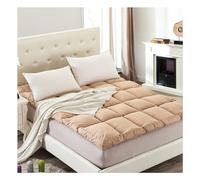 OBONG Topper Materasso Matrimoniale Extra Spesso con Imbottitura in Piuma D'Oca Coprimaterasso in Cotone Morbido Traspirante Giapponese Materasso Futon Singolo (Color : Brown, Size : Twin-90 * 200cm)