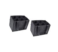 Obotsnoi 2 sacchetti per vino in feltro, con 6 scomparti, imbottitura antiurto e manico rinforzato per un trasporto sicuro (116 Chars), portabottiglie protettivo in feltro con divisori, Grigio, Taglia