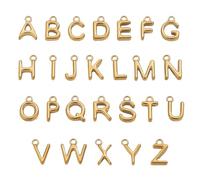 Obotsnoi 26 ciondoli a forma di lettera in miniatura con placcatura sottovuoto per gioielli dal design unico, resistenti alle allergie, accessori in metallo resistenti, Misura unica, come descritto