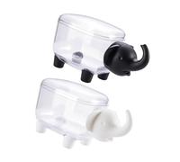 Obotsnoi 2pcs Forma di Pecora Trasparenza Scatola di Immagazzinaggio Antipolvere Bagno Organizzatore Per Tamponi di Cotone Accessori Gioielli Titolare Decorativo Contenitore A Prova di