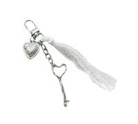 Obotsnoi Anello femminile a forma di cuore con dettagli ispirati al pizzo, leggero, organizer con ciondolo, pratico ma decorativo, fatto a mano, portachiavi per lei, C, Taglia unica