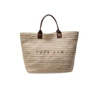 Obotsnoi Borsa da donna con manico superiore in paglia con stampa di lettere Borsa da spiaggia tessuta a mano Borsa da spiaggia di grande capacità per i viaggi quotidiani da donna con manico superiore