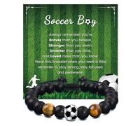 Obotsnoi Braccialetto elastico unisex con perline in vetro elasticizzato, per amanti del calcio, per eventi casual e sportivi, catena da polso elasticizzata, One Size, come descritto