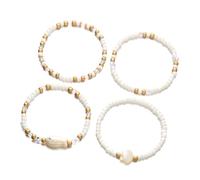 Obotsnoi Ceramica Pesce Perline Bracciali Hot Day Stretch Polso Catena Gioielli Impilabile Conchiglie Design Spiaggia Accessori Regali Ceramica Pesce Shell Bracciali, Misura unica, come descritto
