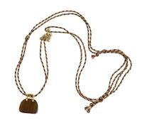 Obotsnoi Collana leggera con vera pietra occhio di animale, leggera, comoda da indossare, in corda intrecciata, ciondolo in pietra naturale con occhio di animale, accessorio alla moda per donne, One