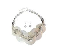 Obotsnoi Contemporaneo Shell Jewelry Ensembles collana con orecchini abbinati, versatile da indossare dalla spiaggia a cena 125 g catena premium confortevole pietra catena, One Size, come descritto