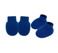 Obotsnoi Cotone traspirante Neonati Mani Protezioni Piede Anti Graffio Guanti Con Calzini Abbinati Godere Del Sonno Sicuro Protezione Della Pelle Del Bambino, Blu reale, Taglia unica