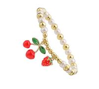 Obotsnoi Delicato braccialetto elastico con perline di frutta, in rame, adatto per persone in cerca di individui con perline colorate, Misura unica, come descritto