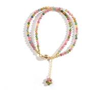 Obotsnoi Elegante braccialetto in rame con perline color arcobaleno a due strati da 3 mm a catena per un uso confortevole, sottile braccialetto impilabile a due strati, Misura unica, come descritto