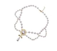 Obotsnoi Elegante collana di perle a doppio strato di ispirazione reale francese gioielli vintage retrò per le donne evento formale uso quotidiano romantico corte collana per uso quotidiano
