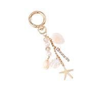 Obotsnoi Elegante portachiavi con perle di conchiglie per le donne elegante accessorio catena da spiaggia con ciondolo a forma di cavalluccio marino per portachiavi cavalluccio marino, C, Taglia unica