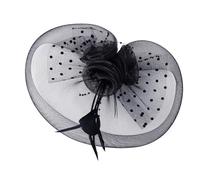 Obotsnoi Fascia per capelli in rete con velo, cappello con accento, antiscivolo, per pelli sensibili, per donne e bambini, matrimoni, feste, uscite, copricapo da sposa, Nero , Taglia unica