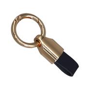 Obotsnoi Finitura opaca Genuine Leather Car Keychain Compact Design robusto Kirsite accessorio per chiavi auto elegante portachiavi per auto, Nero e oro, Taglia unica