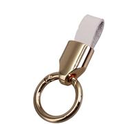 Obotsnoi Finitura opaca Genuine Leather Car Keychain Compact Design robusto Kirsite accessorio per chiavi auto elegante portachiavi per auto, Bianco Plus Oro, Taglia unica