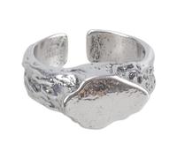 Obotsnoi Gioielli vintage ispirati ai nomadi con pietra e anello in metallo testurizzato unico unisex accessorio in pietra resistente fatto a mano in lega