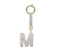 Obotsnoi Portachiavi con lettera personalizzata con strass scintillanti in lega robusta accessorio per gioielli per uso quotidiano alla moda portachiavi leggero colorato, M, Taglia unica