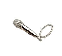 Obotsnoi Portachiavi con microfono simulatore in miniatura tascabile portachiavi per gli amanti della musica elegante accessorio borsa ornamento miniatura portachiavi microfono in lega, Argento