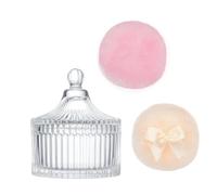 Obotsnoi Set da 3 pezzi di pratico grande velluto cipria soffio in elegante supporto di vetro per uso domestico o professionale organizzatori di trucco ad alta capacità