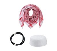 Obotsnoi Set di sciarpa araba leggera Keffiyeh per avventure nel deserto e viaggi, poliestere ad asciugatura rapida, design unisex, arabo per uomini e donne, Rosso, Taglia unica