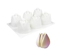 Obotsnoi Stampo per torte in silicone a forma di tulipani, 6/12 pezzi, per dolcetti ghiacciati e pasticcini, facile da pulire, lavabile in lavastoviglie