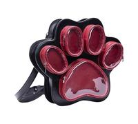 Obotsnoi Zaini da donna con adorabile tema zampe di gatti e scomparti funzionali, borsa a tracolla in PU borsa a tracolla per borsa a tracolla essenziale alla moda anime, Nero e rosso, One Size