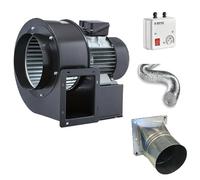 OBR 200 1800 m3/h - Ventilatore radiale con flangia e tubo flessibile, regolatore di velocità, ventola radiale, ventilatore 230 Volt