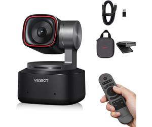 OBSBOT Tiny 2 con Smart Remote, Webcam PTZ 4K con Intelligenza Artificiale | CMOS da 1/1,5", Messa a Fuoco 4 Volte Più Veloce, USB 3.0, Trasferimento Dati 10 Volte Più Veloce, Controllo Vocale