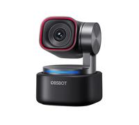 OBSBOT Tiny 3 AI-Powered Spatial Audio 4K Webcam, AI Tracking PTZ Camera con Sensore 1/1,28", Tri-Mic, Sprach- & Gestensteuerung, 120FPS, HDR, Web cam per PC, Laptop, Streaming e Meeting, Switch 2