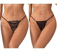 Obsessive Bianca 2-pack Crotchless Thong Black XXL/XXXL