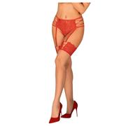 Obsessive - calze di pizzo (rosso-naturale)