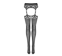 Obsessive collant aperti al cavallo in confezione regalo, collant nero rete, S-L