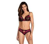 Obsessive Completo Intimo Donna a 2 Pezzi: Reggiseno e Tanga, Nero/Fucsia, S-M