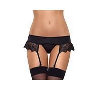 Obsessive Completo Intimo Reggicalze in Pizzo e Tanga, Nero, L-XL