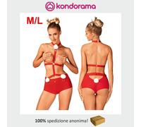 Obsessive costume natalizio rosso sexy da donna topless slip e cerchietto renna