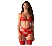 Obsessive Cupid Desir - Set di lingerie in pizzo rosso - L/XL