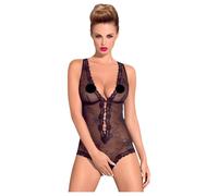 BODY APERTO INTIMO DONNA SEXY SCHIENA SCOPERTA LINGERIE HOT FLOREALE NERO S M