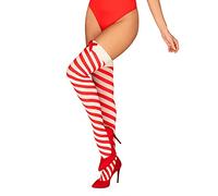 Calze a righe Obsessive Kissmass (rosso-bianco)