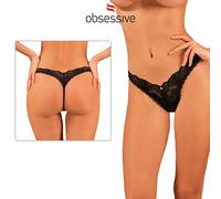 Obsessive Lacy Thong XS/S/M/L/XL/2XL Perizoma in Pizzo Nero a Vita Alta