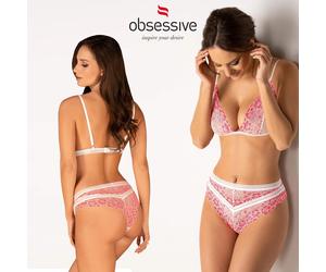 Obsessive Lacy Wireless Bra & Briefs Pink Set Bloomys - 2 pcs Lace Lingerie Kit