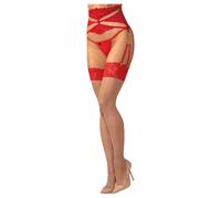 Obsessive Matildea - calze autoreggenti in pizzo (rosso) - L/XL