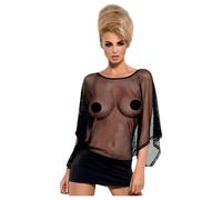 Minivestito Trasparente "Punker Obsessive" con Tanga (Nero)