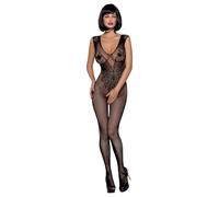 Overall in Rete Seducente con Ali d'Angelo Senza Maniche - Nero (S-L)