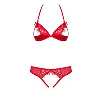 Obsessive OB-9843 Lingerie Set, Red, L/XL Womens
