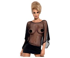 Obsessive Punker - minivestito trasparente e tanga (nero) - L/XL