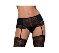Obsessive Raffinato completo intimo a 2 pezzi: reggicalze e tanga in una splendida confezione regalo, nero fascia ampia, L/XL